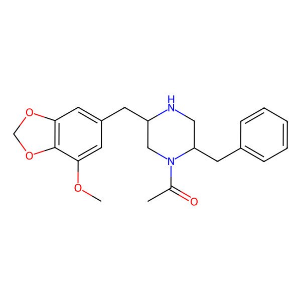 2D Structure of 1-[2-Benzyl-5-[(7-methoxy-1,3-benzodioxol-5-yl)methyl]piperazin-1-yl]ethanone