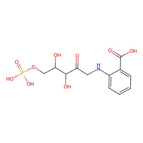 2D Structure of 1-(2-carboxyphenylamino)-1-deoxy-D-ribulose 5-phosphate