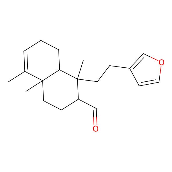 2D Structure of 1-[2-(Furan-3-yl)ethyl]-1,4a,5-trimethyl-2,3,4,7,8,8a-hexahydronaphthalene-2-carbaldehyde