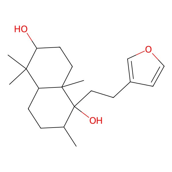 2D Structure of 1-[2-(furan-3-yl)ethyl]-2,5,5,8a-tetramethyl-3,4,4a,6,7,8-hexahydro-2H-naphthalene-1,6-diol