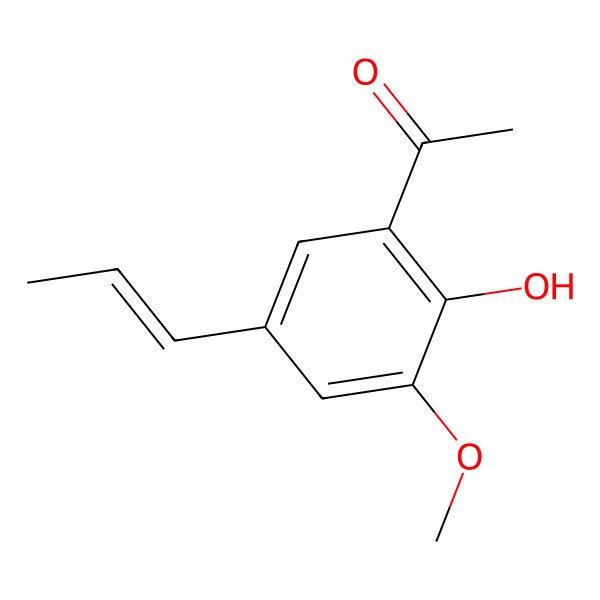 2D Structure of 1-(2-Hydroxy-3-methoxy-5-prop-1-enylphenyl)ethanone 2D Structure of 1-(2-Hydroxy-3-methoxy-5-prop-1-enylphenyl)ethanone
