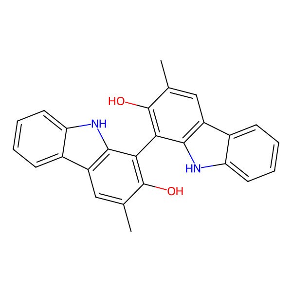 2D Structure of 1-(2-hydroxy-3-methyl-9H-carbazol-1-yl)-3-methyl-9H-carbazol-2-ol 2D Structure of 1-(2-hydroxy-3-methyl-9H-carbazol-1-yl)-3-methyl-9H-carbazol-2-ol