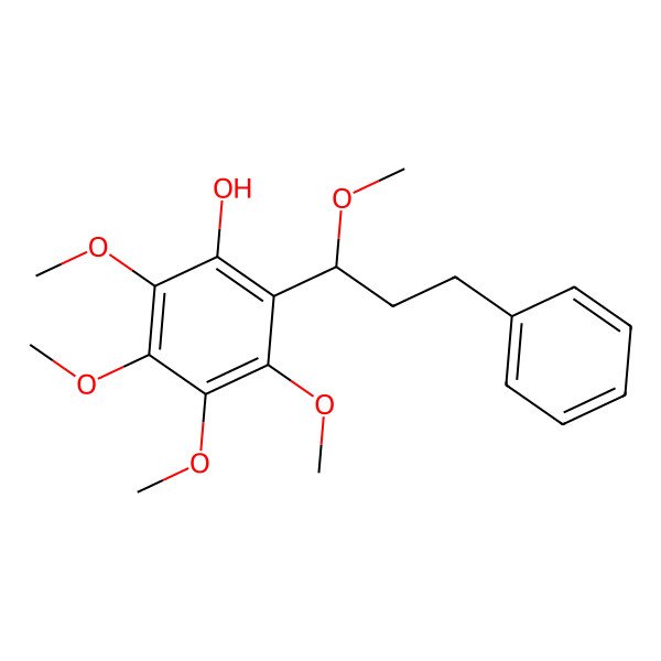 2D Structure of 1-(2-Hydroxy-3,4,5,6-tetramethoxyphenyl)-1-methoxy-3-phenylpropane