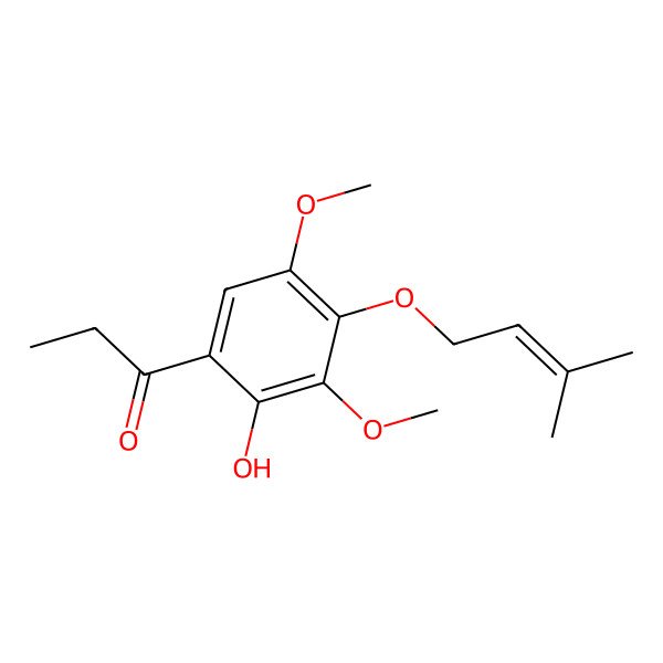 2D Structure of 1-[2-Hydroxy-3,5-dimethoxy-4-(3-methylbut-2-enoxy)phenyl]propan-1-one
