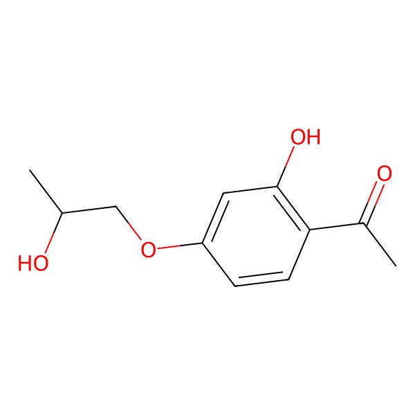 2D Structure of 1-[2-hydroxy-4-[(2S)-2-hydroxypropoxy]phenyl]ethanone
