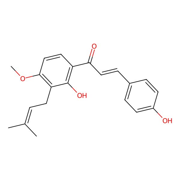 2D Structure of 1-[2-Hydroxy-4-methoxy-3-(3-methyl-2-buten-1-yl)phenyl]-3-(4-hydroxyphenyl)-2-propen-1-one