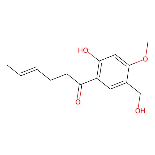 2D Structure of 1-(2'-Hydroxy-4'-methoxy-5'-hydroxymethylphenyl)-E-4-hexen1-one