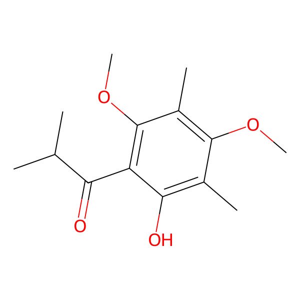 2D Structure of 1-(2-Hydroxy-4,6-dimethoxy-3,5-dimethylphenyl)-2-methyl-1-propanone 2D Structure of 1-(2-Hydroxy-4,6-dimethoxy-3,5-dimethylphenyl)-2-methyl-1-propanone