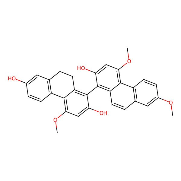 2D Structure of 1-(2-Hydroxy-4,7-dimethoxyphenanthren-1-yl)-4-methoxy-9,10-dihydrophenanthrene-2,7-diol