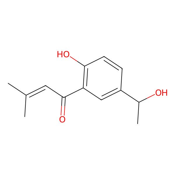 2D Structure of 1-[2-hydroxy-5-[(1R)-1-hydroxyethyl]phenyl]-3-methylbut-2-en-1-one
