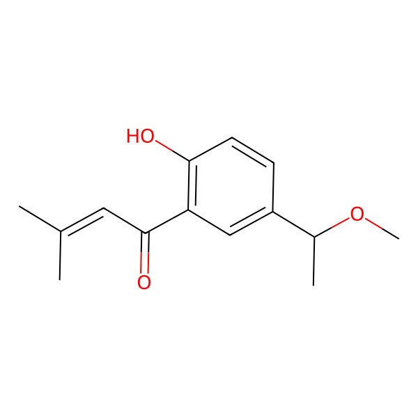 2D Structure of 1-[2-hydroxy-5-[(1R)-1-methoxyethyl]phenyl]-3-methylbut-2-en-1-one