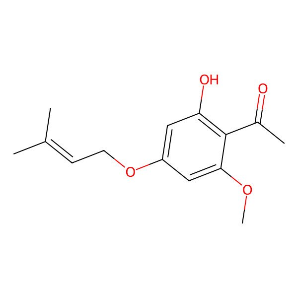 2D Structure of 1-[2-Hydroxy-6-methoxy-4-(3-methylbut-2-enoxy)phenyl]ethanone