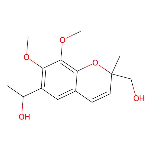 2D Structure of 1-[2-(Hydroxymethyl)-7,8-dimethoxy-2-methylchromen-6-yl]ethanol