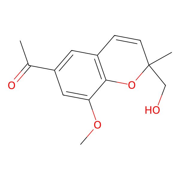 2D Structure of 1-[2-(Hydroxymethyl)-8-methoxy-2-methylchromen-6-yl]ethanone