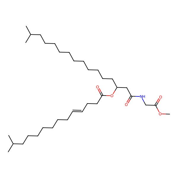 2D Structure of [1-[(2-Methoxy-2-oxoethyl)amino]-15-methyl-1-oxohexadecan-3-yl] 13-methyltetradec-4-enoate