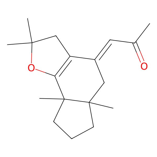 2D Structure of 1-(2,2,5a,8a-tetramethyl-5,6,7,8-tetrahydro-3H-cyclopenta[g][1]benzofuran-4-ylidene)propan-2-one