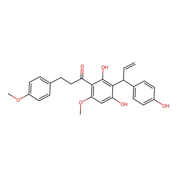2D Structure of 1-[2,4-Dihydroxy-3-[1-(4-hydroxyphenyl)prop-2-enyl]-6-methoxyphenyl]-3-(4-methoxyphenyl)propan-1-one
