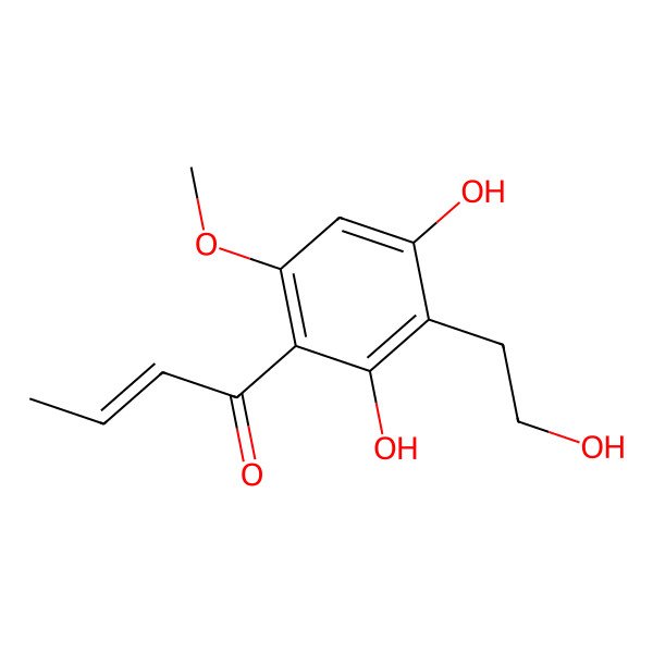 2D Structure of 1-[2,4-Dihydroxy-3-(2-hydroxyethyl)-6-methoxyphenyl]but-2-en-1-one