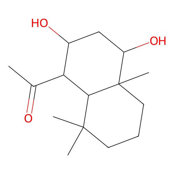 2D Structure of 1-(2,4-Dihydroxy-4a,8,8-trimethyl-1,2,3,4,5,6,7,8a-octahydronaphthalen-1-yl)ethanone
