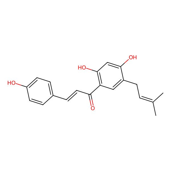 2D Structure of 1-[2,4-Dihydroxy-5-(3-methylbut-2-enyl)phenyl]-3-(4-hydroxyphenyl)prop-2-en-1-one