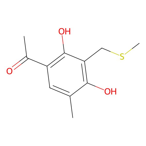 2D Structure of 1-(2',4'-Dihydroxy-5'-methyl-3'-methylsulfanylmethylphenyl)ethanone