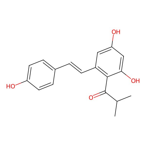 2D Structure of 1-[2,4-Dihydroxy-6-[(1 e)-2-(4-hydroxyphenyl)ethenyl]phenyl]-2-methyl-1-propanone