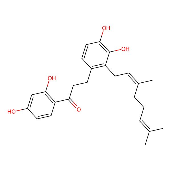 2D Structure of 1-(2,4-Dihydroxyphenyl)-3-[2-(3,7-dimethylocta-2,6-dienyl)-3,4-dihydroxyphenyl]propan-1-one