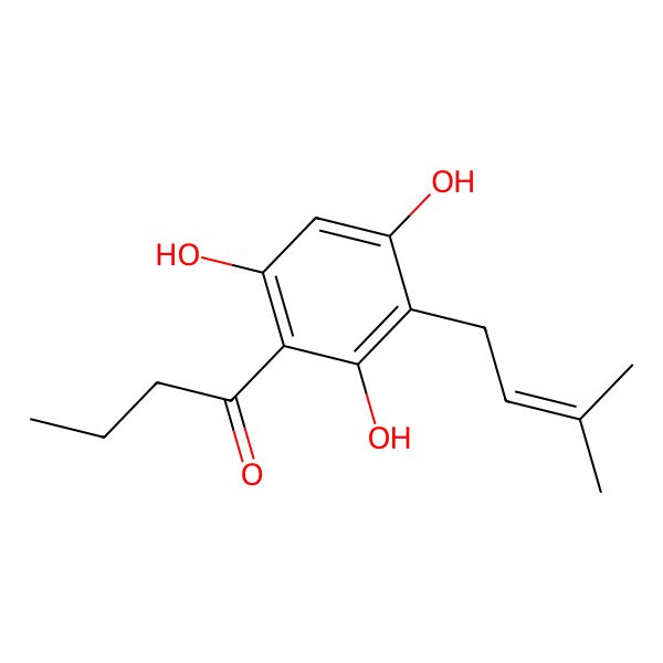 2D Structure of 1-[2,4,6-Trihydroxy-3-(3-methylbut-2-en-1-yl)phenyl]butan-1-one