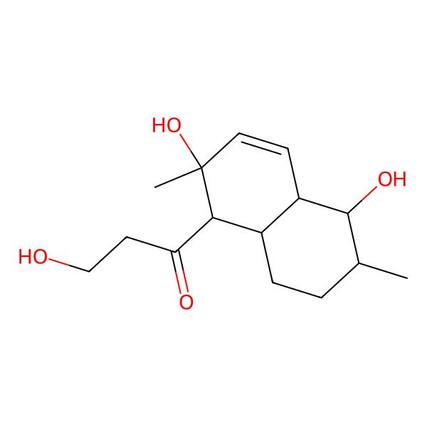 2D Structure of 1-(2,5-dihydroxy-2,6-dimethyl-4a,5,6,7,8,8a-hexahydro-1H-naphthalen-1-yl)-3-hydroxypropan-1-one