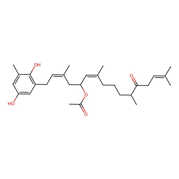 2D Structure of [1-(2,5-Dihydroxy-3-methylphenyl)-3,7,11,15-tetramethyl-12-oxohexadeca-2,6,14-trien-5-yl] acetate