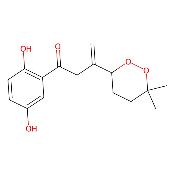 2D Structure of 1-(2,5-dihydroxyphenyl)-3-[(3S)-6,6-dimethyldioxan-3-yl]but-3-en-1-one