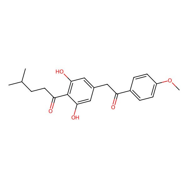 2D Structure of 1-[2,6-Dihydroxy-4-[2-(4-methoxyphenyl)-2-oxoethyl]phenyl]-4-methylpentan-1-one