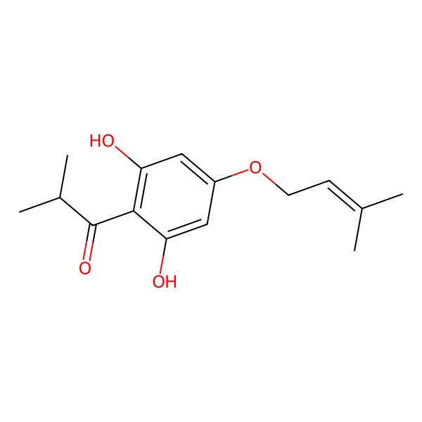 2D Structure of 1-[2,6-Dihydroxy-4-[(3-methyl-2-butenyl)oxy]phenyl]-2-methyl-1-propanone