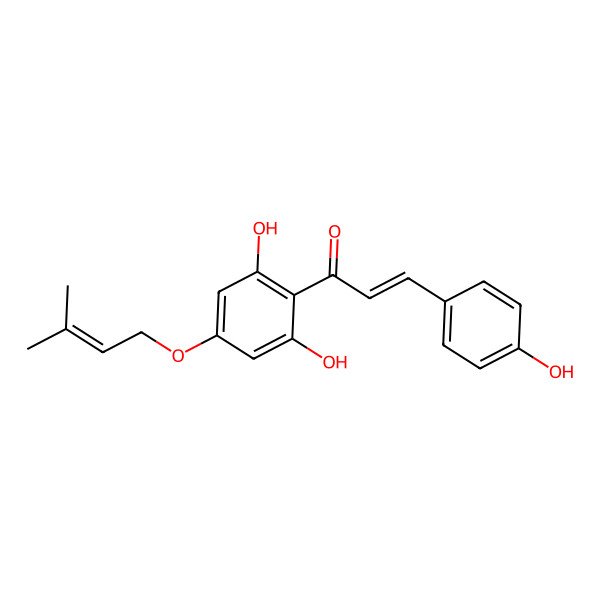 2D Structure of 1-[2,6-Dihydroxy-4-(3-methylbut-2-enoxy)phenyl]-3-(4-hydroxyphenyl)prop-2-en-1-one