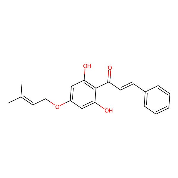 2D Structure of 1-[2,6-Dihydroxy-4-(3-methylbut-2-enoxy)phenyl]-3-phenylprop-2-en-1-one