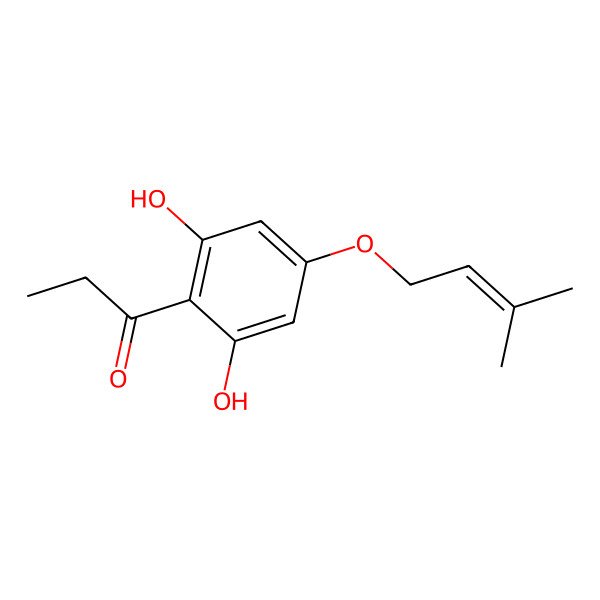 2D Structure of 1-[2,6-Dihydroxy-4-(3-methylbut-2-enoxy)phenyl]propan-1-one