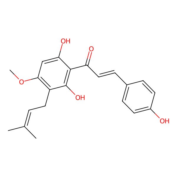 2D Structure of 1-[2,6-Dihydroxy-4-methoxy-3-(3-methylbut-2-enyl)phenyl]-3-(4-hydroxyphenyl)prop-2-en-1-one