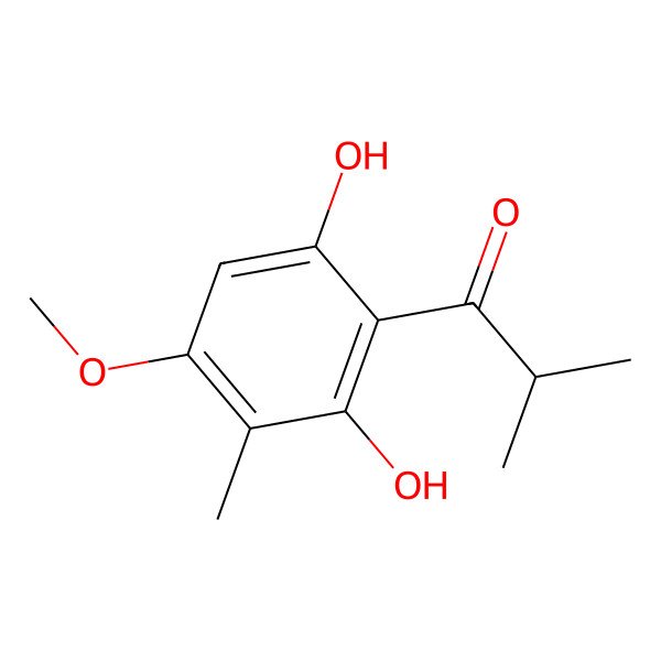 2D Structure of 1-(2,6-Dihydroxy-4-methoxy-3-methylphenyl)-2-methyl-1-propanone 2D Structure of 1-(2,6-Dihydroxy-4-methoxy-3-methylphenyl)-2-methyl-1-propanone