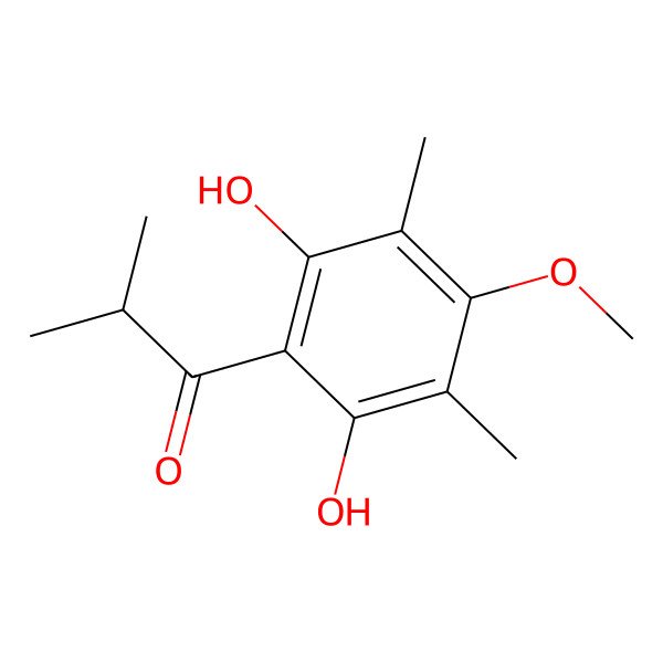 2D Structure of 1-(2,6-Dihydroxy-4-methoxy-3,5-dimethylphenyl)-2-methyl-1-propanone