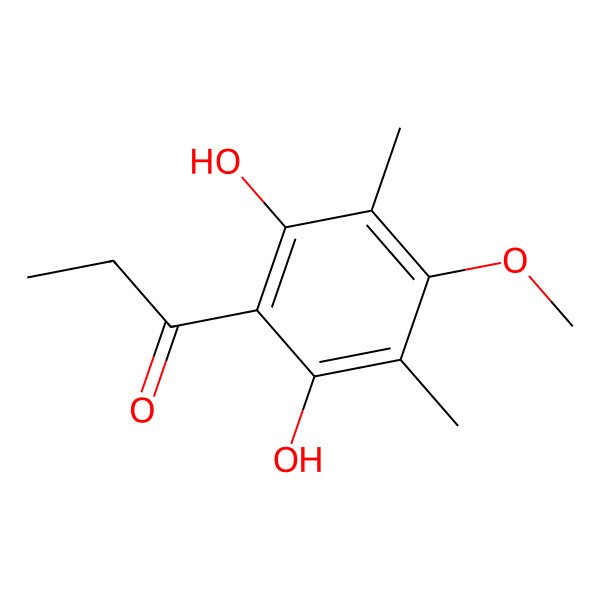 2D Structure of 1-(2,6-Dihydroxy-4-methoxy-3,5-dimethylphenyl)propan-1-one 2D Structure of 1-(2,6-Dihydroxy-4-methoxy-3,5-dimethylphenyl)propan-1-one