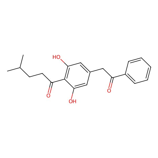 2D Structure of 1-(2,6-Dihydroxy-4-phenacylphenyl)-4-methylpentan-1-one