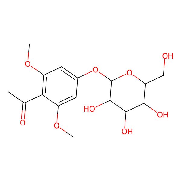 2D Structure of 1-[2,6-dimethoxy-4-[(2S,3R,4S,5S,6R)-3,4,5-trihydroxy-6-(hydroxymethyl)oxan-2-yl]oxyphenyl]ethanone
