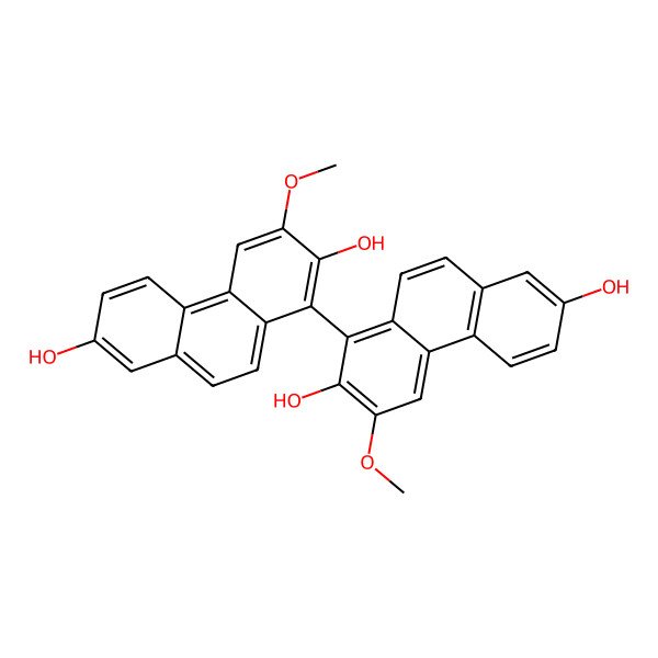 2D Structure of 1-(2,7-Dihydroxy-3-methoxyphenanthren-1-yl)-3-methoxyphenanthrene-2,7-diol