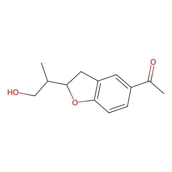 2D Structure of 1-[(2R)-2-[(2S)-1-hydroxypropan-2-yl]-2,3-dihydro-1-benzofuran-5-yl]ethanone
