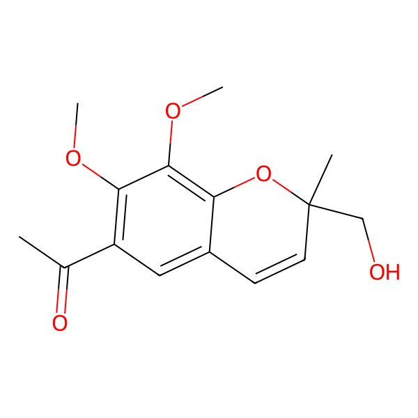 2D Structure of 1-[(2R)-2-(hydroxymethyl)-7,8-dimethoxy-2-methylchromen-6-yl]ethanone