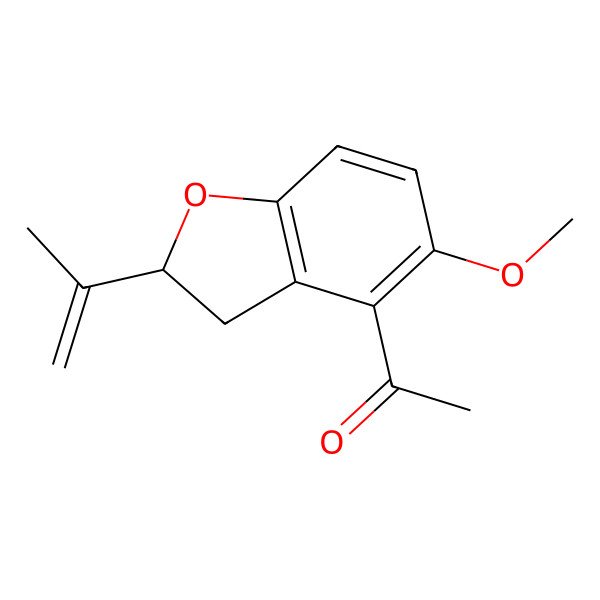 2D Structure of 1-[(2R)-5-methoxy-2-prop-1-en-2-yl-2,3-dihydro-1-benzofuran-4-yl]ethanone