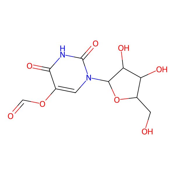 2D Structure of [1-[(2R,3R,4S,5R)-3,4-dihydroxy-5-(hydroxymethyl)oxolan-2-yl]-2,4-dioxopyrimidin-5-yl] formate