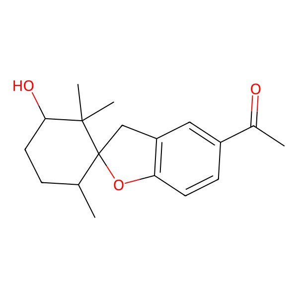 2D Structure of 1-[(2R,3'R,6'S)-3'-hydroxy-2',2',6'-trimethylspiro[3H-1-benzofuran-2,1'-cyclohexane]-5-yl]ethanone