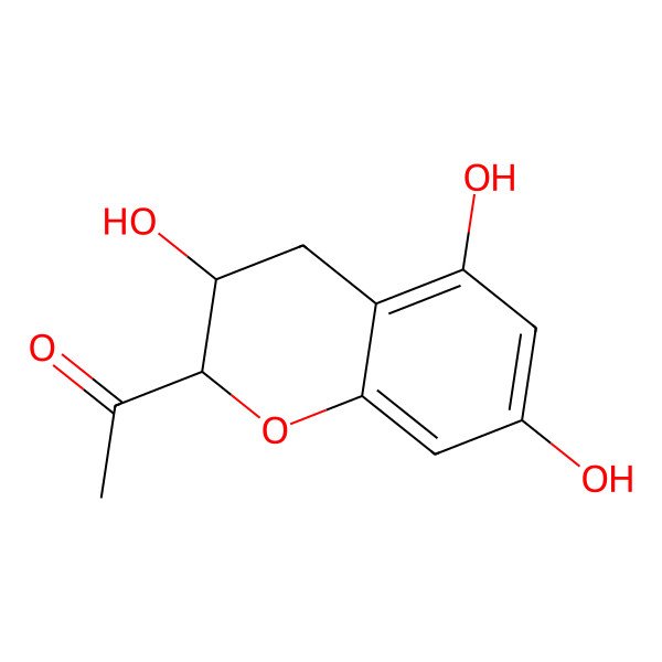 2D Structure of 1-[(2R,3S)-3,5,7-trihydroxy-3,4-dihydro-2H-chromen-2-yl]ethanone