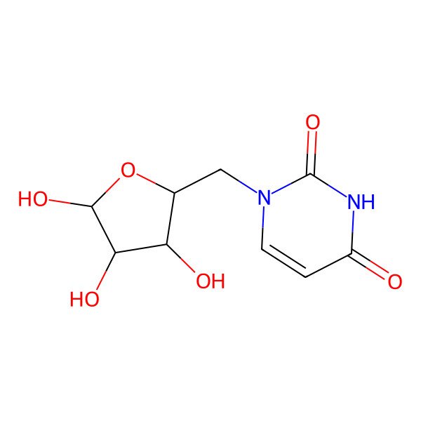 2D Structure of 1-[[(2R,3S,4R,5R)-3,4,5-trihydroxyoxolan-2-yl]methyl]pyrimidine-2,4-dione